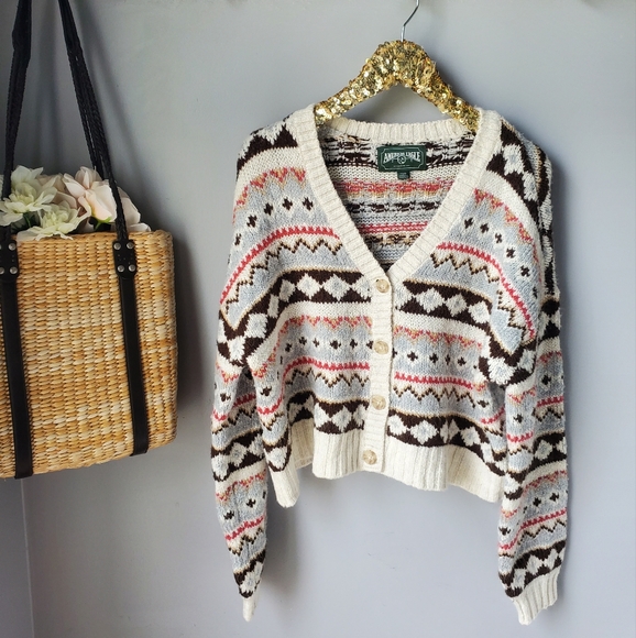 American Eagle Patterned Knit Cardigan Small - Picture 2 of 6